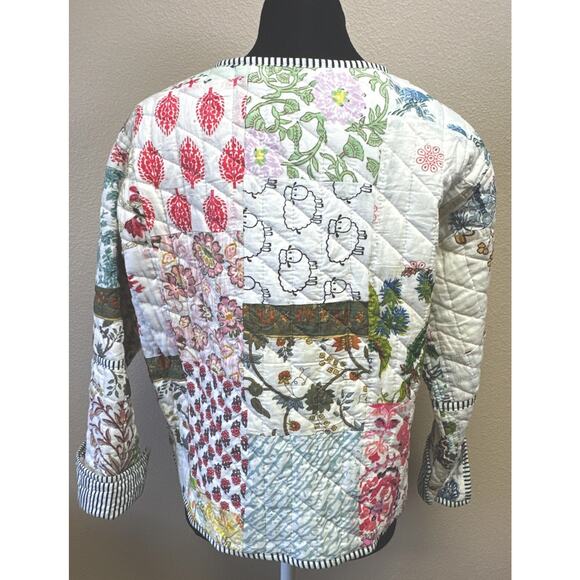 Patchwork Jacket Cotton Reversible Quilted Nantucket Cottage Core - Picture 2 of 16